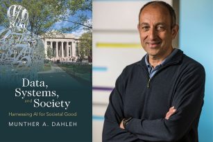 The cover of the book next to a photo of Munther Dahleh